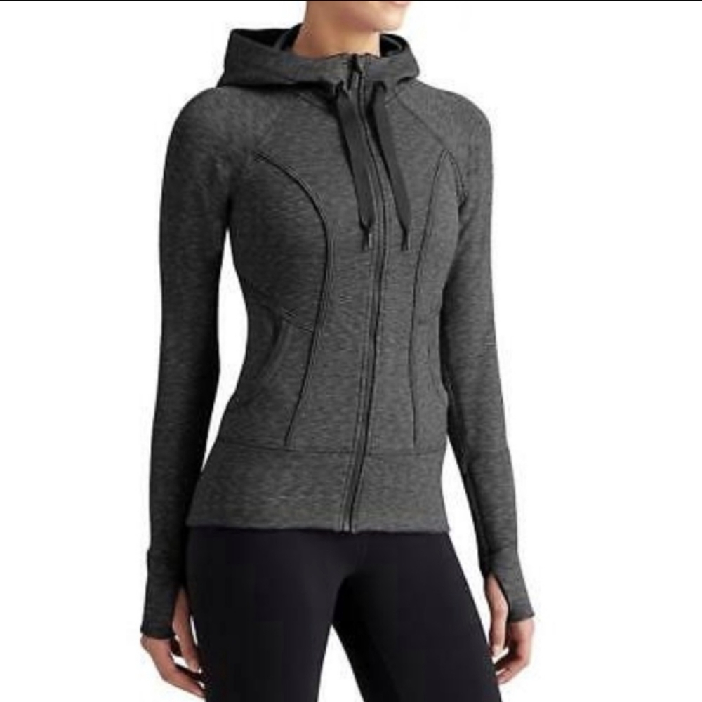 Athleta Home Team Full Zip Hoodie Jacket Space Dye Navy Blue Size Small EUC $149